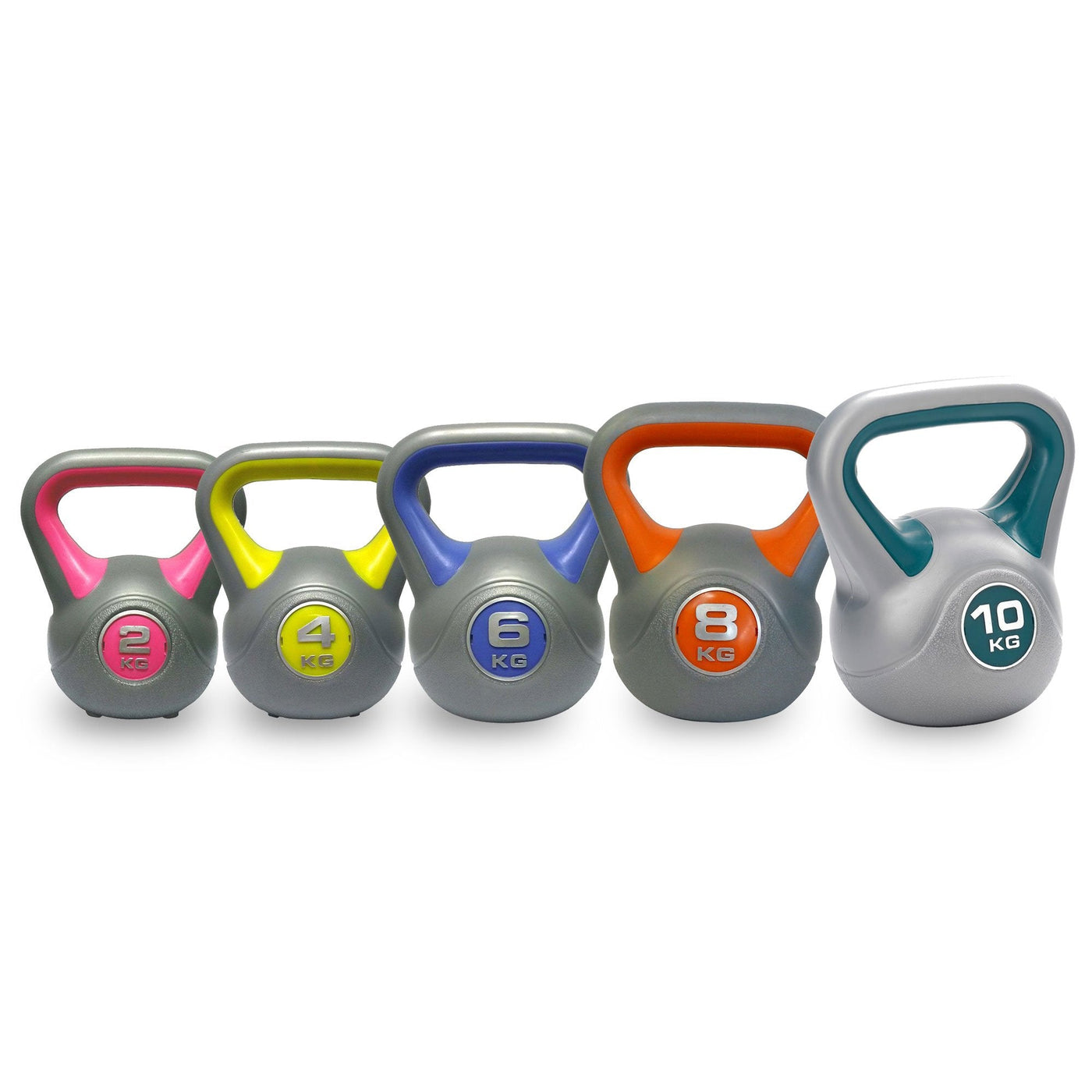 |DKN 2, 4, 6, 8 and 10kg Vinyl Kettlebell Weight Set|