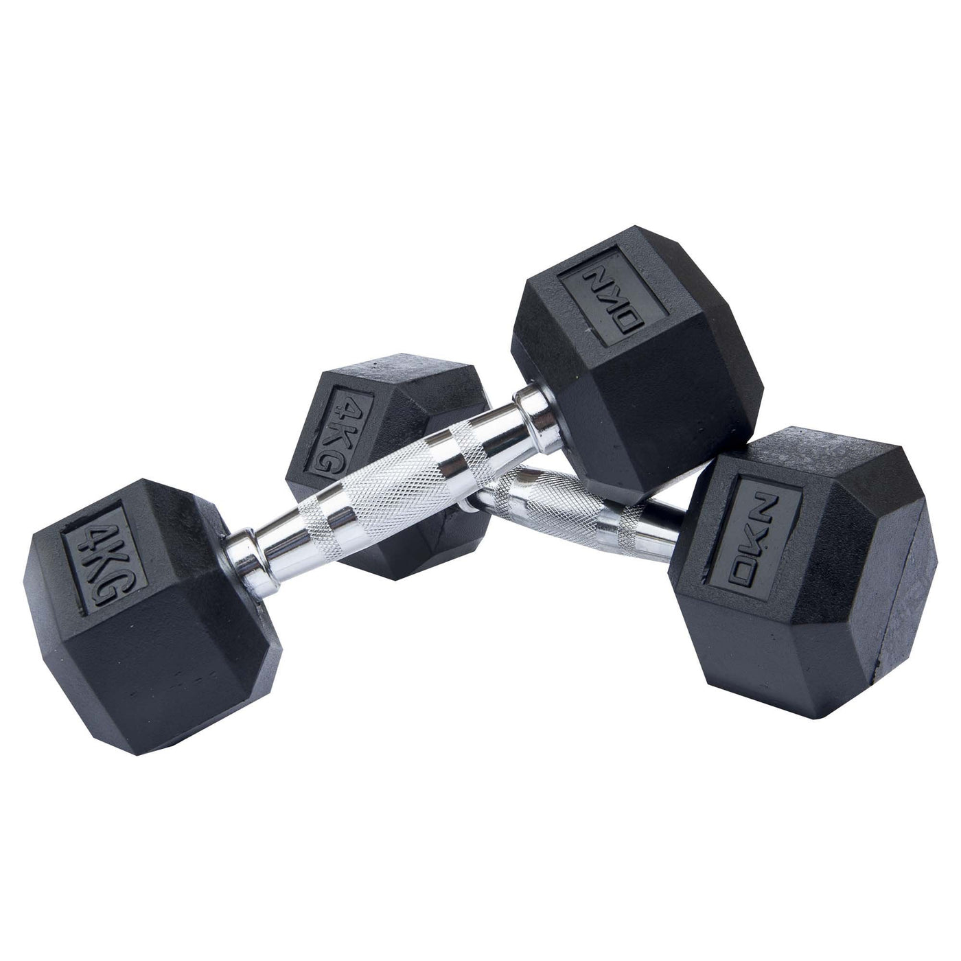 |DKN 2 x 4kg Rubber Hex Dumbbells|