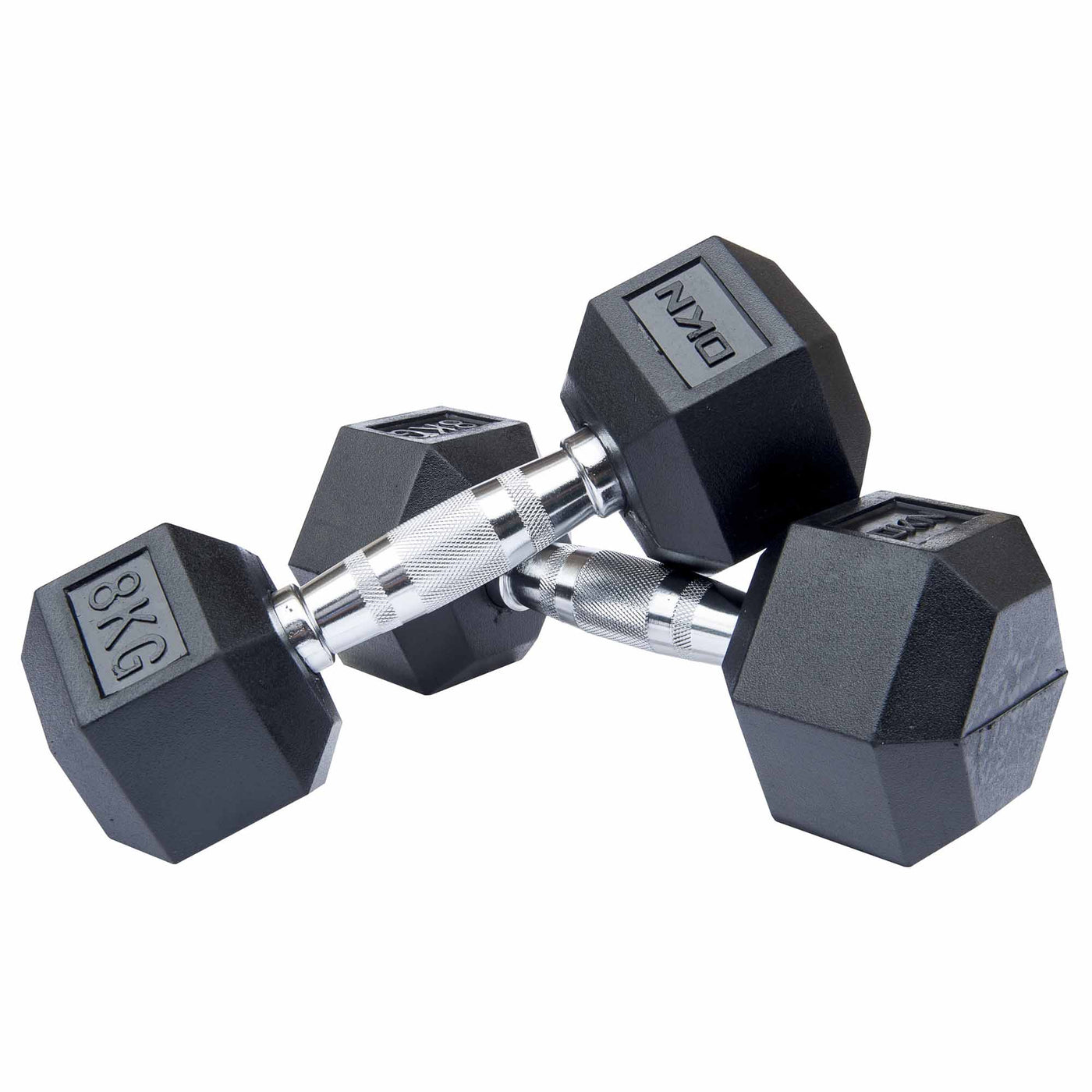 |DKN 2 x 8kg Rubber Hex Dumbbells|