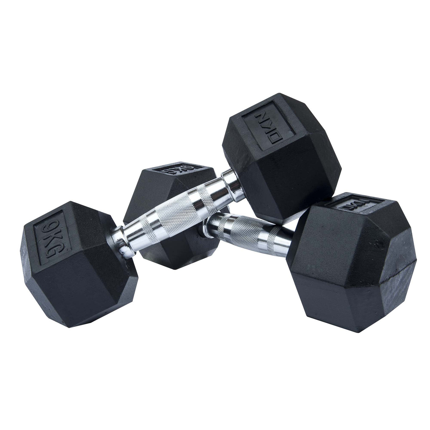 |9kg Rubber Hex Dumbbell Set|